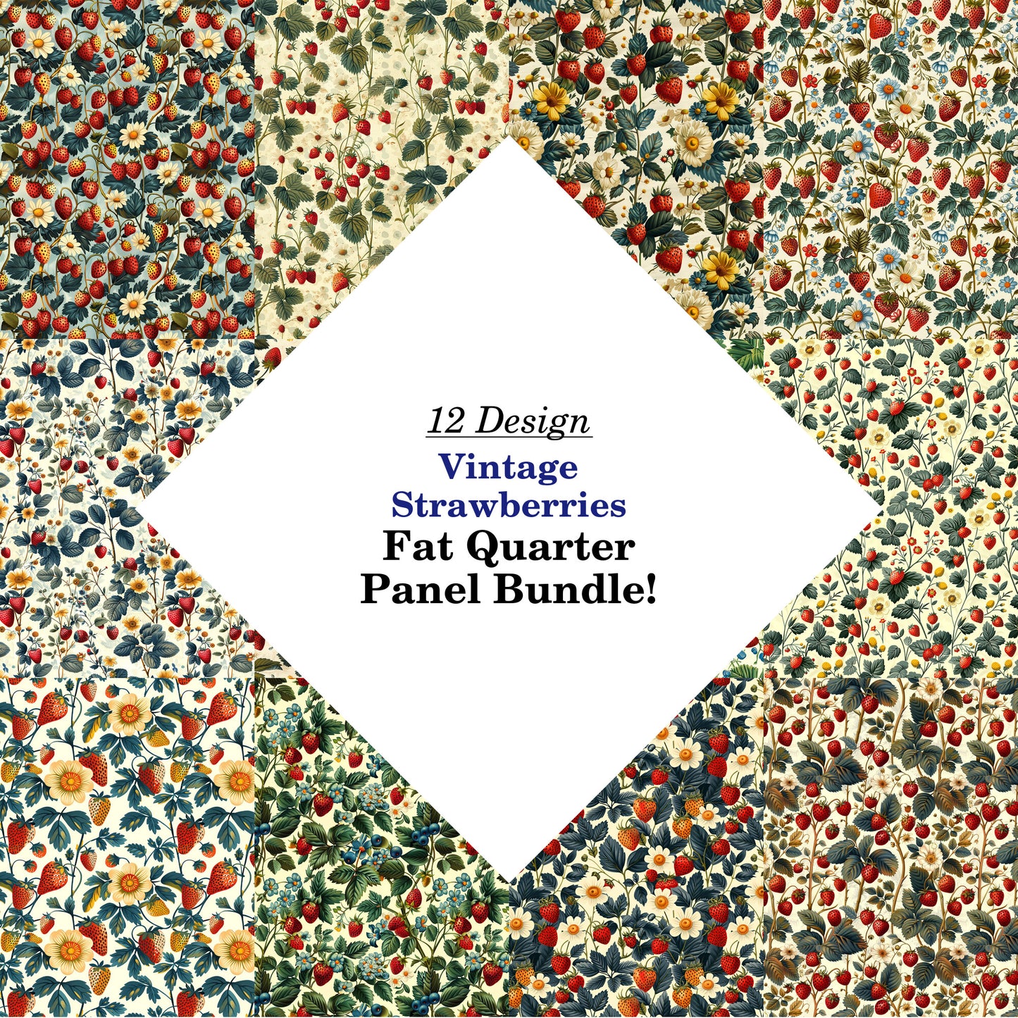 Vintage Strawberries Fat Quarter Bundle