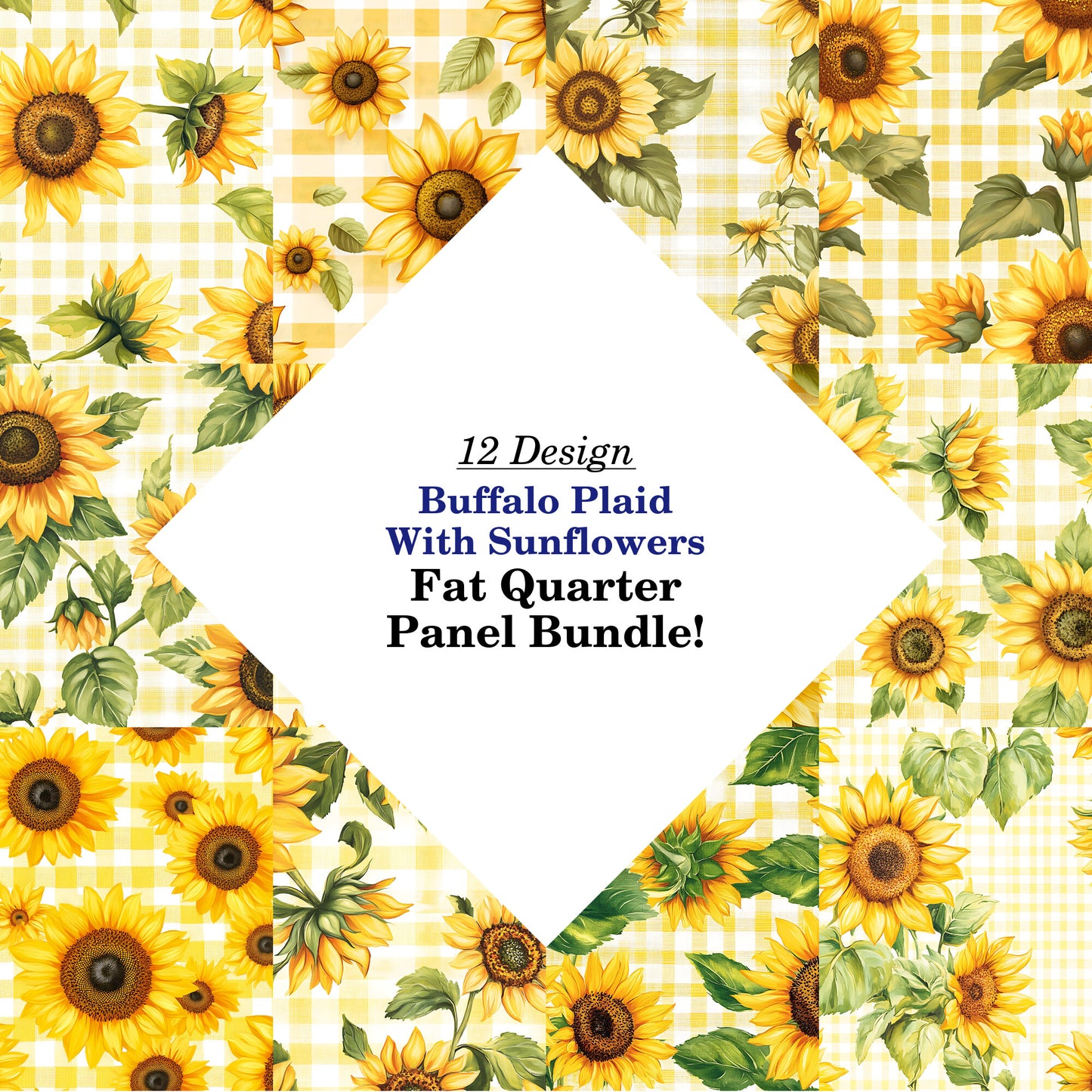 Buffalo Plaid With Sunflowers Fat Quarter Bundle
