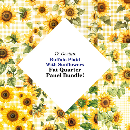 Buffalo Plaid With Sunflowers Fat Quarter Bundle