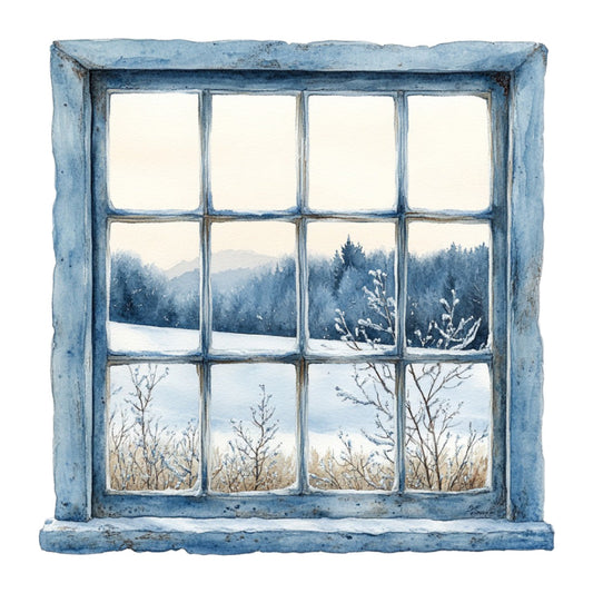 Watercolor Christmas Scene Fabric Panel 14