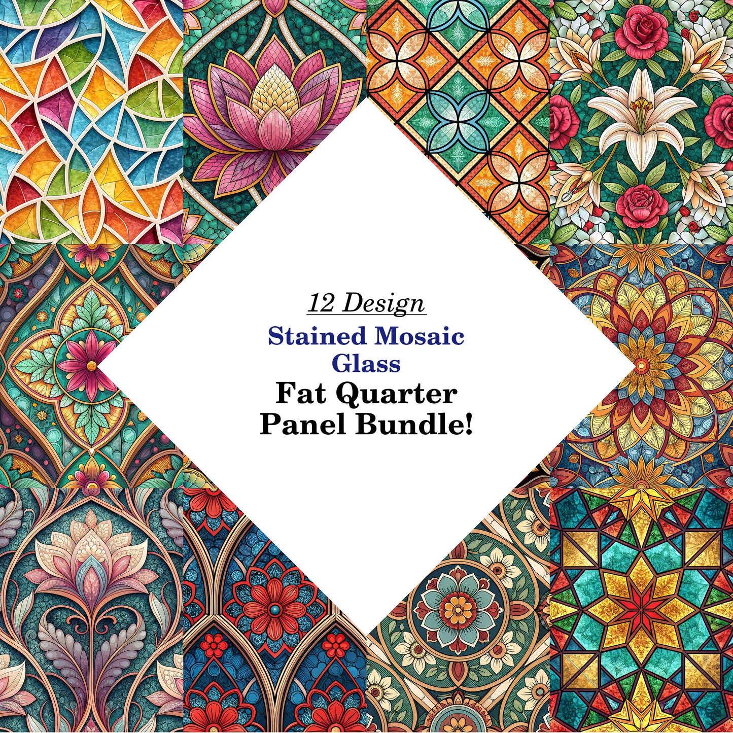 Stained Mosaic Glass Fat Quarter Bundle