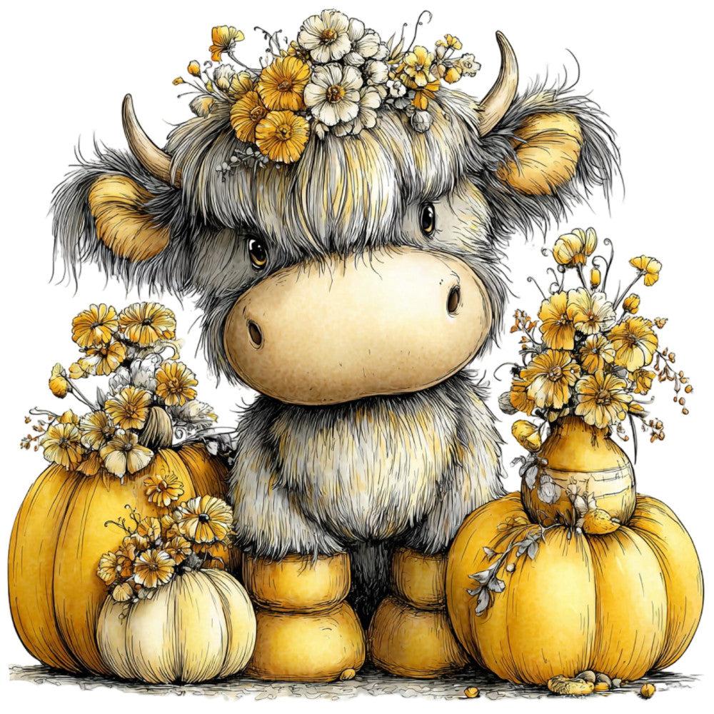 Yellow Highland Cow Fabric Panel 18