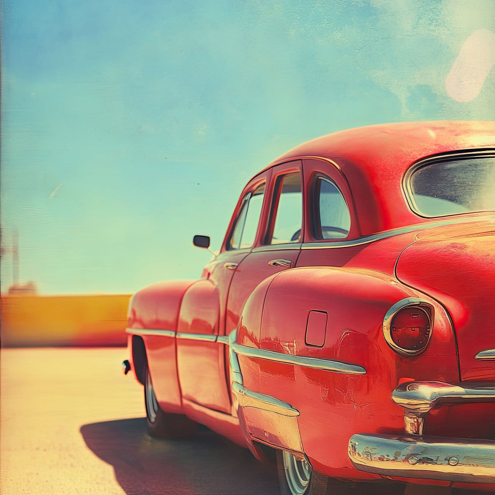 Red Classic Car Fabric Panel 1