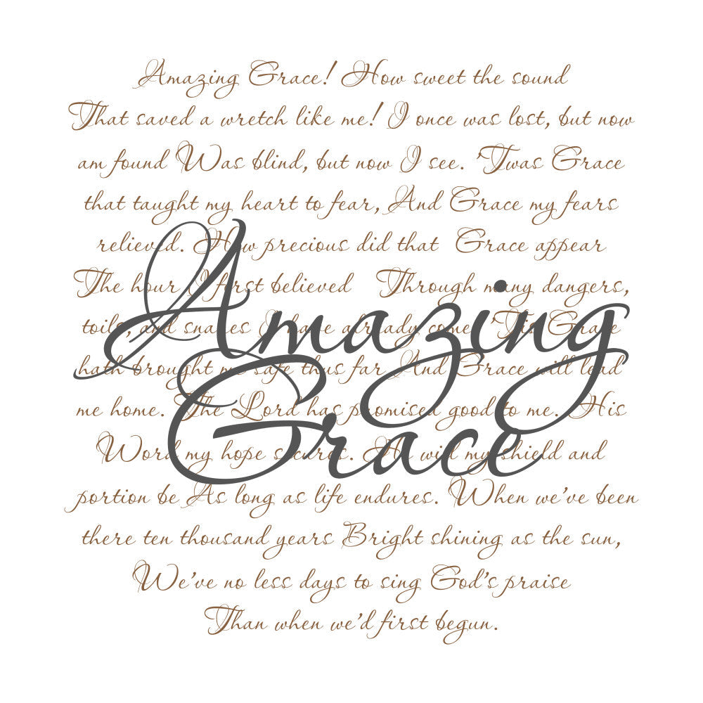 Amazing Grace Hymn Fabric Panel 1
