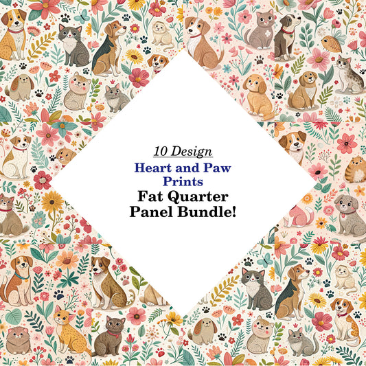 Heart and Paw Prints Fat Quarter Bundle