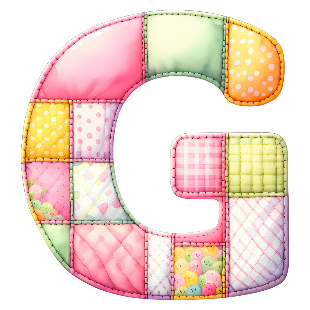 Pink Patchwork Alphabet Fabric Panel 44