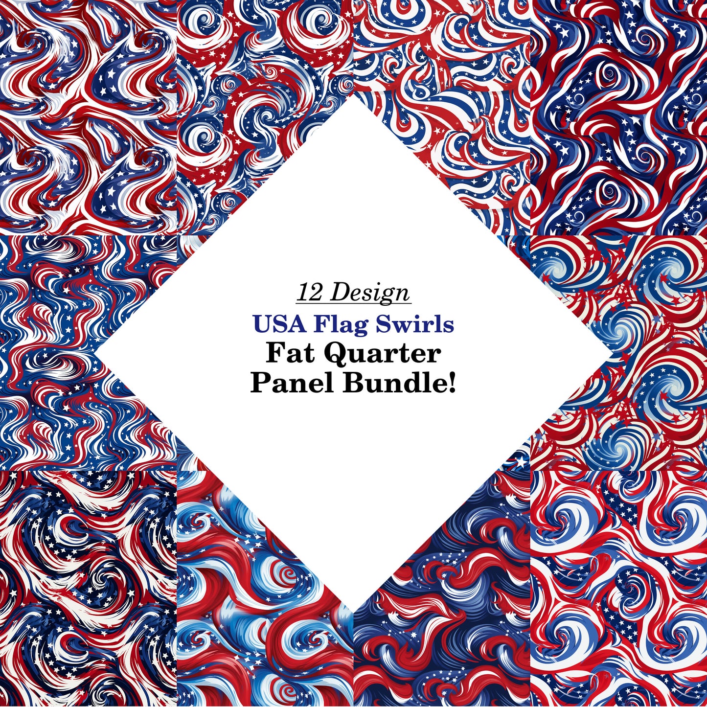 USA Flag Swirls Fat Quarter Bundle