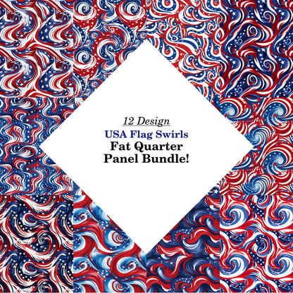 USA Flag Swirls Fat Quarter Bundle