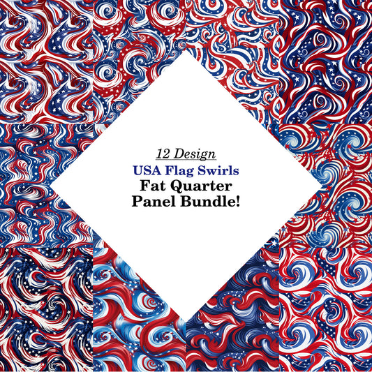 USA Flag Swirls Fat Quarter Bundle