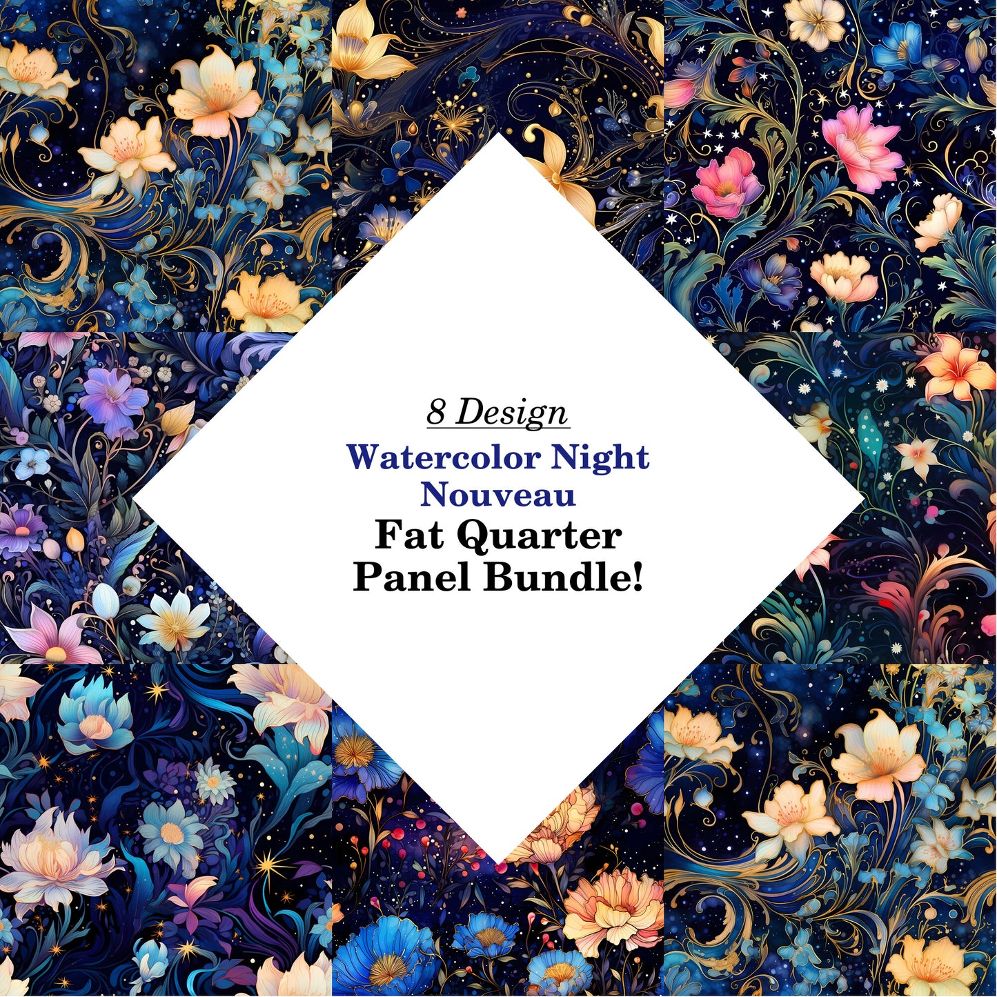 Watercolor Night Nouveau Fat Quarter Bundle