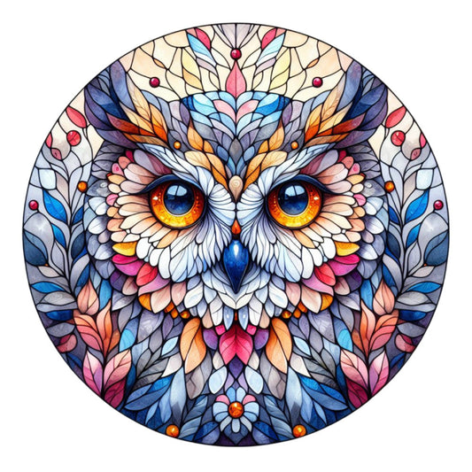 Stained Glass Owl Fabric Panel 4