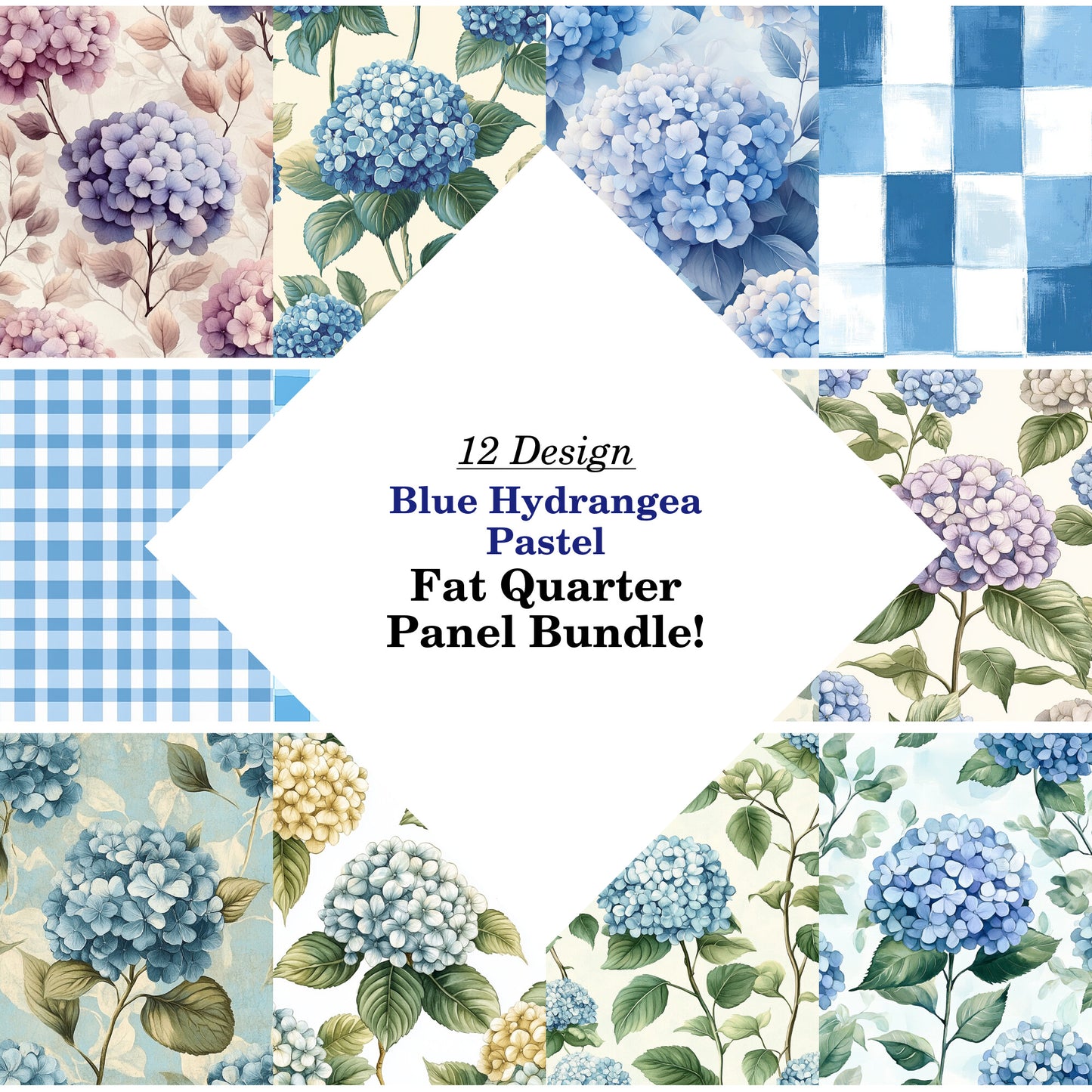 Blue Hydrangea Pastel Fat Quarter Bundle