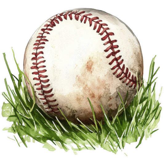 Watercolor Baseball Fabric Panel 19