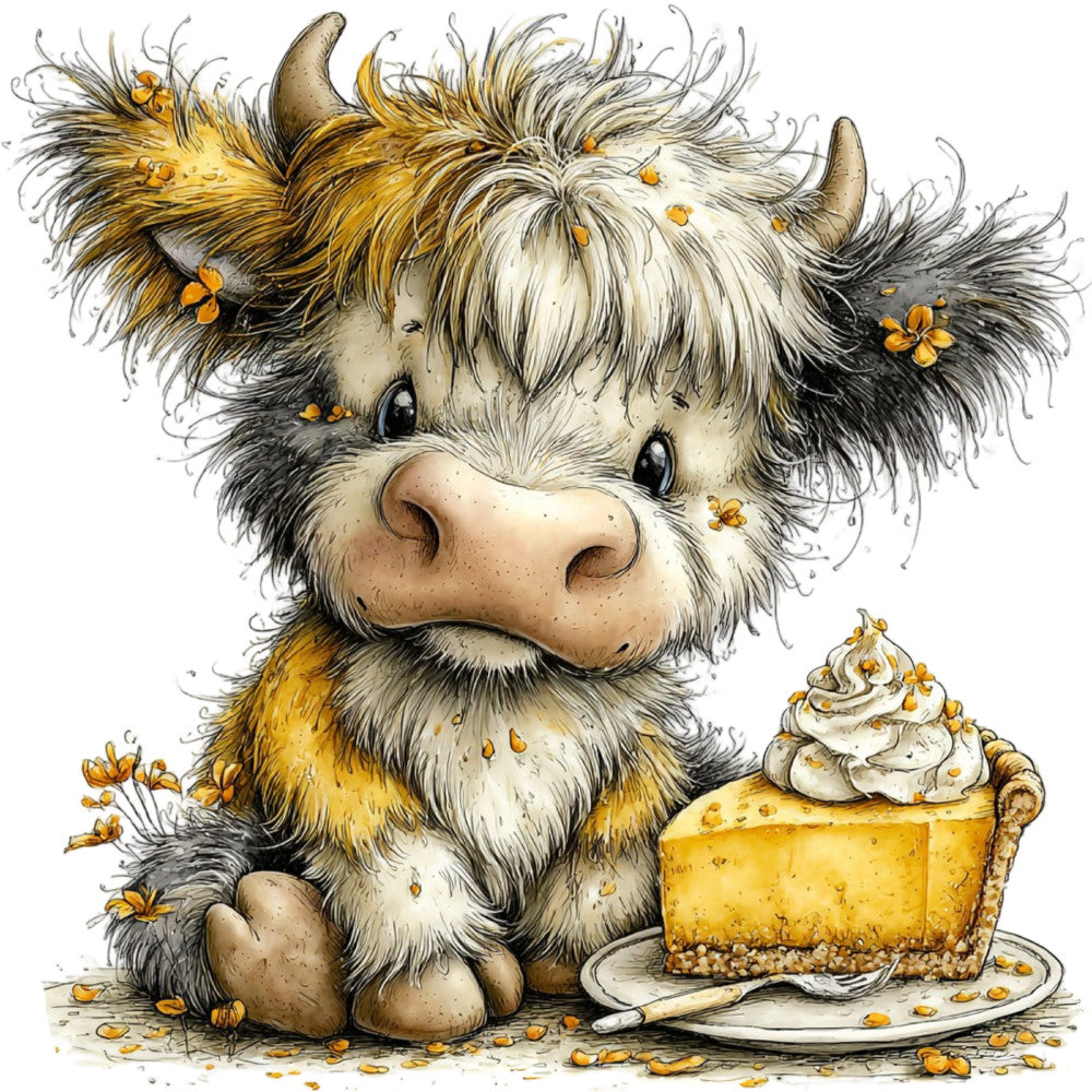 Yellow Highland Cow Fabric Panel 25