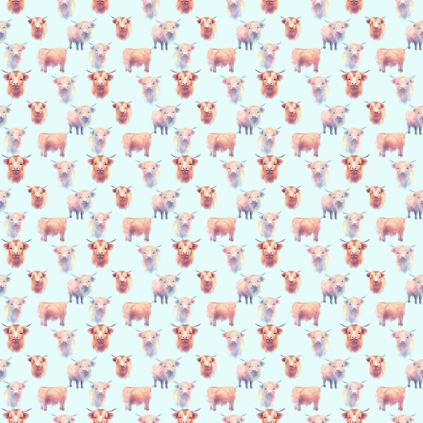 Funky Highland Cows Pattern 7 Quilting Cotton Fabric