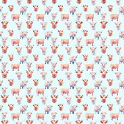 Funky Highland Cows Pattern 7 Quilting Cotton Fabric