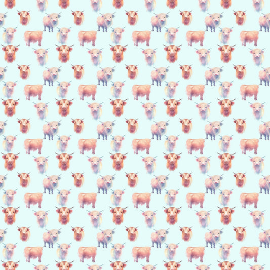 Funky Highland Cows Pattern 7 Quilting Cotton Fabric