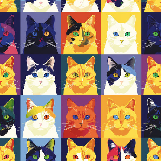 Cat Patchwork Pattern 5 Quilting Cotton Fabric