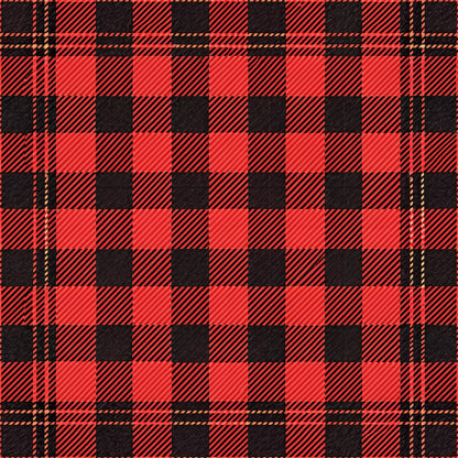 red, black, buffalo plaid, checkered pattern, gingham, plaid design, quilting cotton, fabric panel, alternating squares, rustic style, country aesthetic, geometric pattern, two-tone design, woven appearance, cabin style, lumberjack pattern, outdoor theme, cozy mood, flannel look, americana