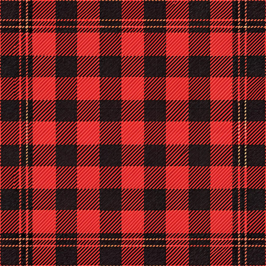 red, black, buffalo plaid, checkered pattern, gingham, plaid design, quilting cotton, fabric panel, alternating squares, rustic style, country aesthetic, geometric pattern, two-tone design, woven appearance, cabin style, lumberjack pattern, outdoor theme, cozy mood, flannel look, americana