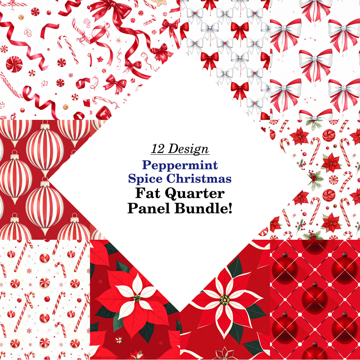 Peppermint Spice Christmas Fat Quarter Bundle