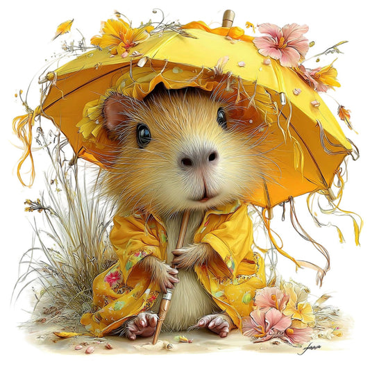 Whimsical Summer Capybara Fabric Panel 27