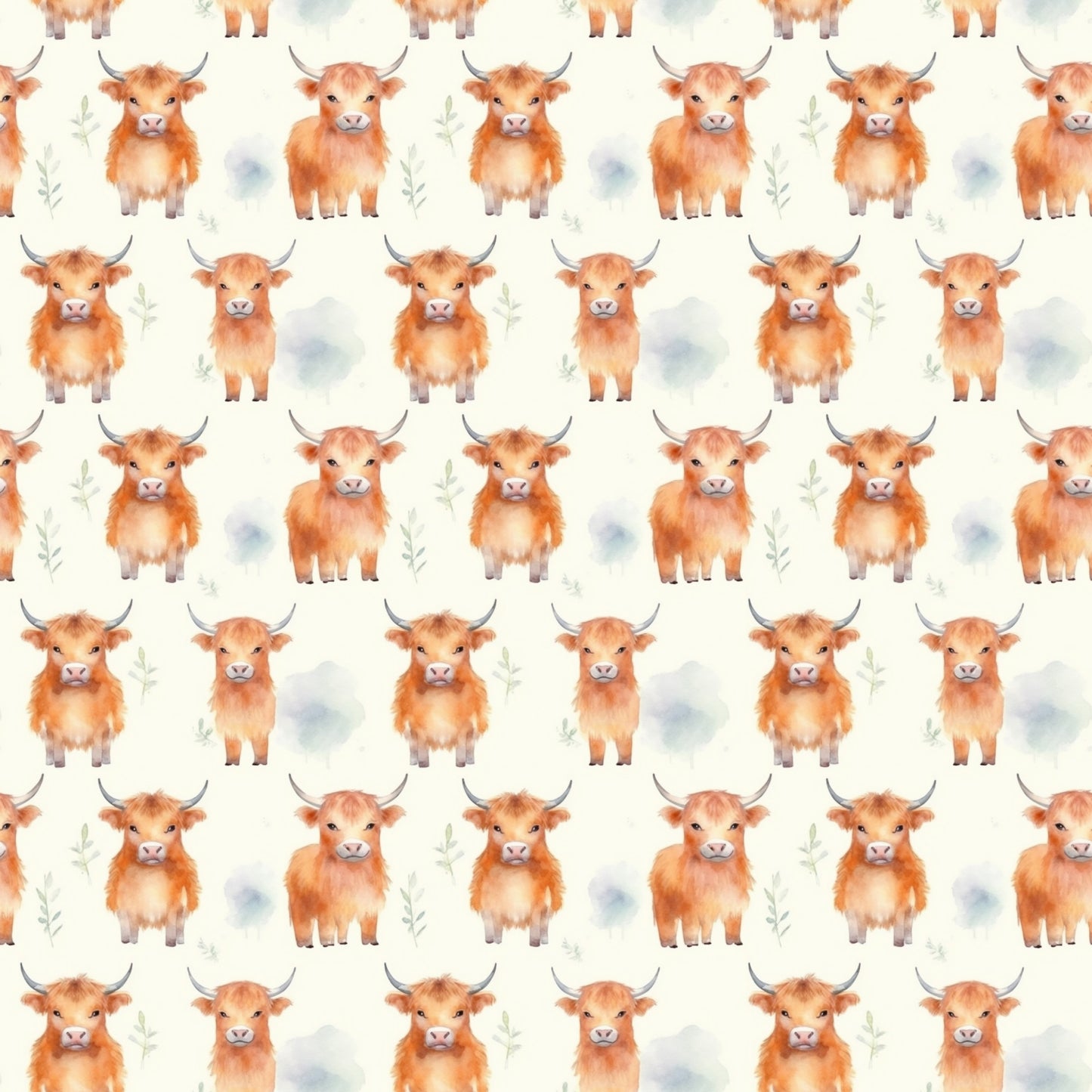Funky Highland Cows Pattern 5 Quilting Cotton Fabric