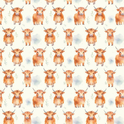 Funky Highland Cows Pattern 5 Quilting Cotton Fabric