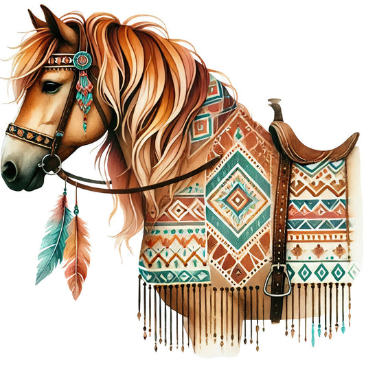 Boho Horses Fabric Panel 3