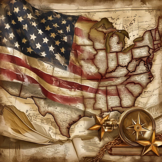 Vintage Patriotic Fabric Panel 21
