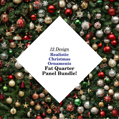 Realistic Christmas Ornaments Fat Quarter Bundle