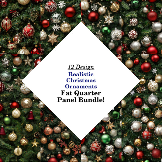 Realistic Christmas Ornaments Fat Quarter Bundle