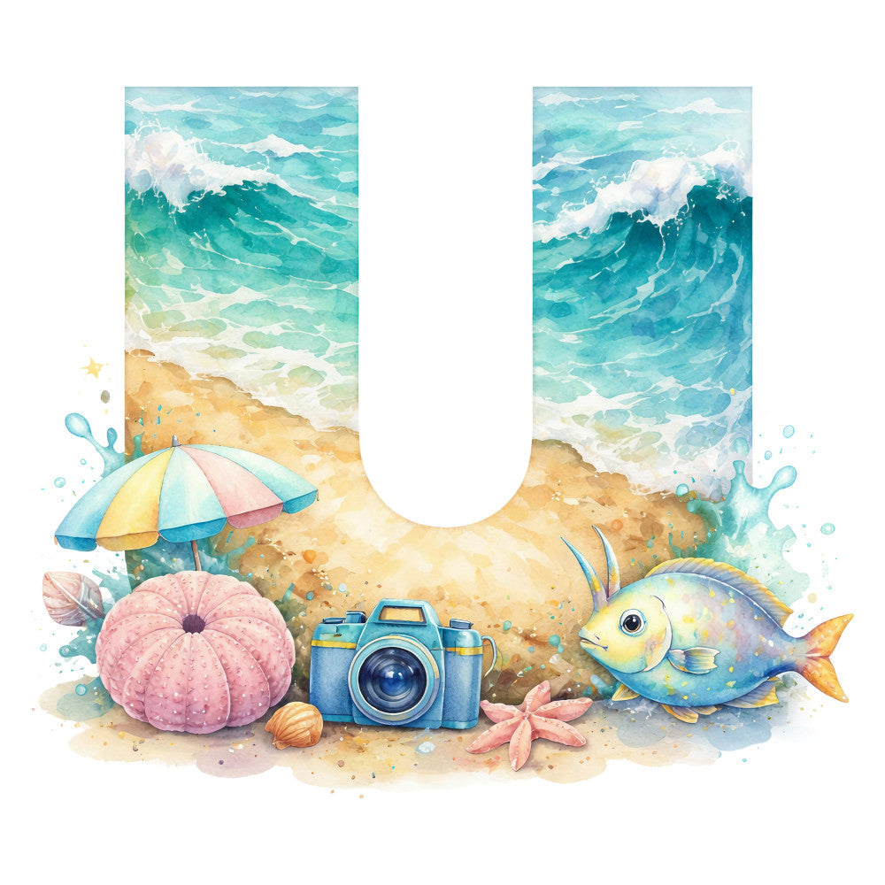 Summer Beach Alphabet Fabric Panel 19
