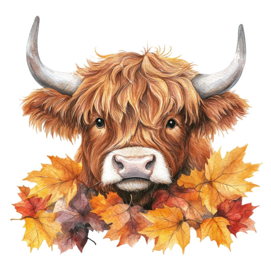Autumn Highland Cow Fabric Panel 16