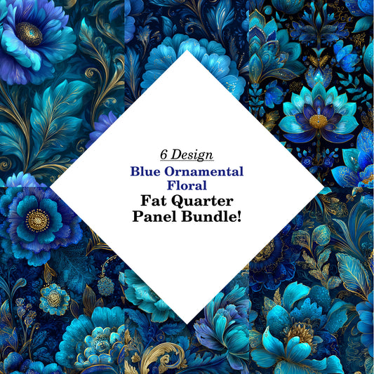 Blue Ornamental Floral Fat Quarter Bundle