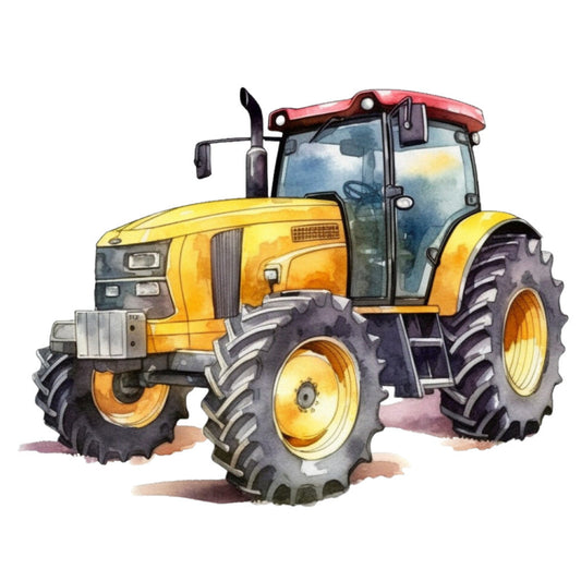 Watercolor Tractor Fabric Panel 3