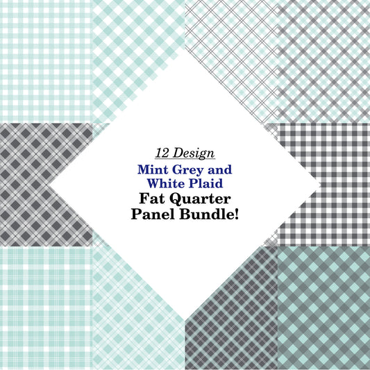Mint Grey and White Plaid Fat Quarter Bundle
