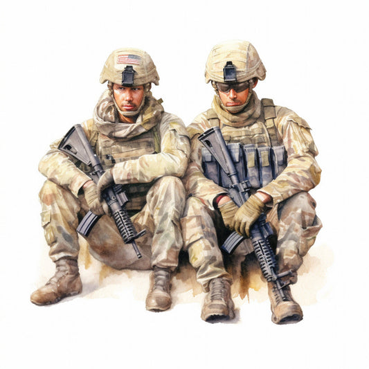 Watercolor Military Fabric Panel 17