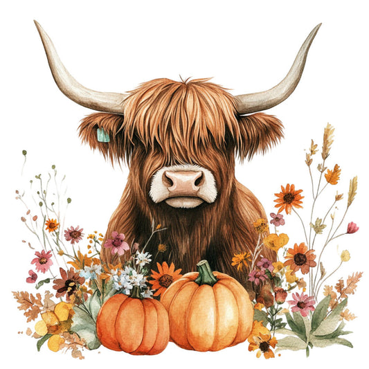 Autumn Highland Cow Fabric Panel 18