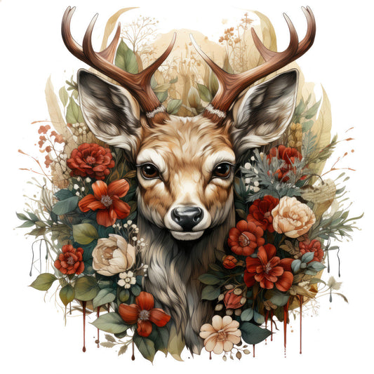 Vintage Deer Head Fabric Panel 1