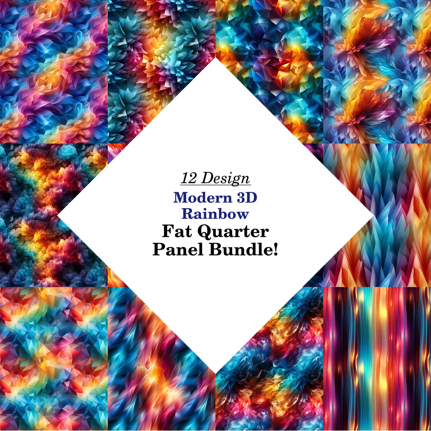 Modern 3D Rainbow Fat Quarter Bundle