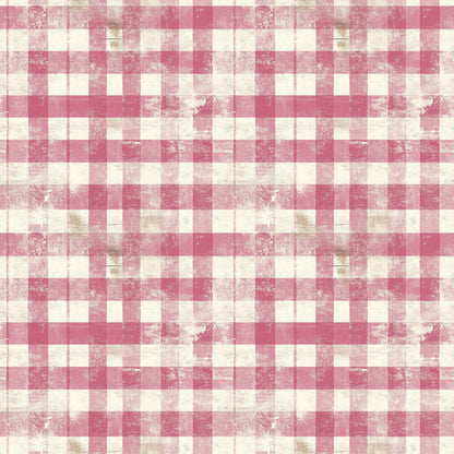 vintage pink, dusty rose, cream, ivory, distressed gingham, checkered pattern, weathered texture, shabby chic, faded plaid, quilting cotton, fabric panel, rustic style, worn appearance, soft pink tones, cottage core, antique finish, textile design, crafting material, patchwork suitable