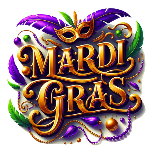 Watercolor Mardi Gras Fabric Panel 1