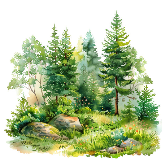 Watercolor Summer Landscapes Fabric Panel 7