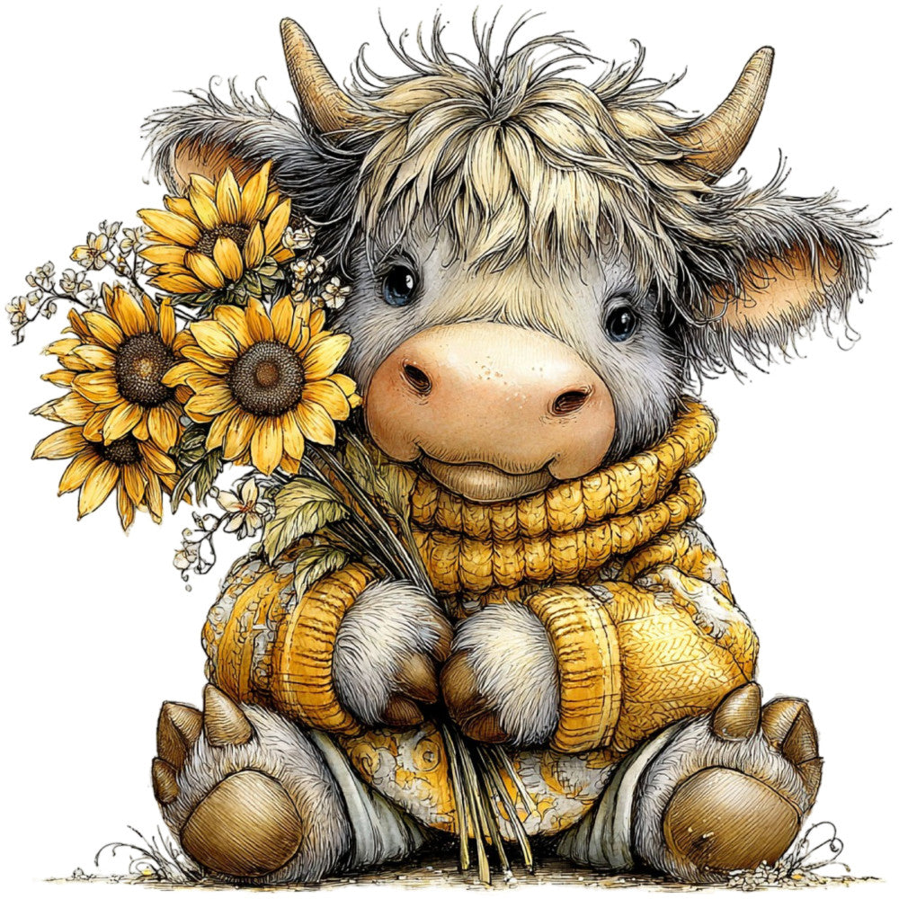 Yellow Highland Cow Fabric Panel 4