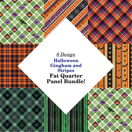 Halloween Gingham and Stripes Fat Quarter Bundle