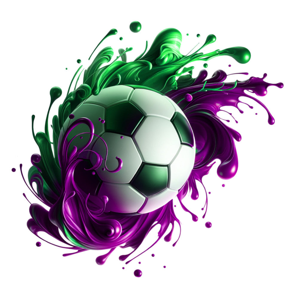 Watercolor Soccer Ball and Splash Fabric Panel 12