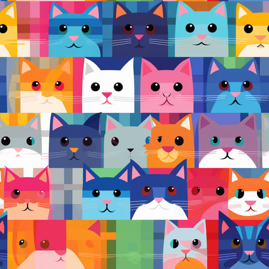Cat Patchwork Pattern 12 Quilting Cotton Fabric