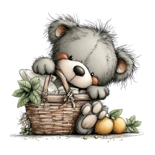 Whimsical Summer Teddy Bear Fabric Panel 14
