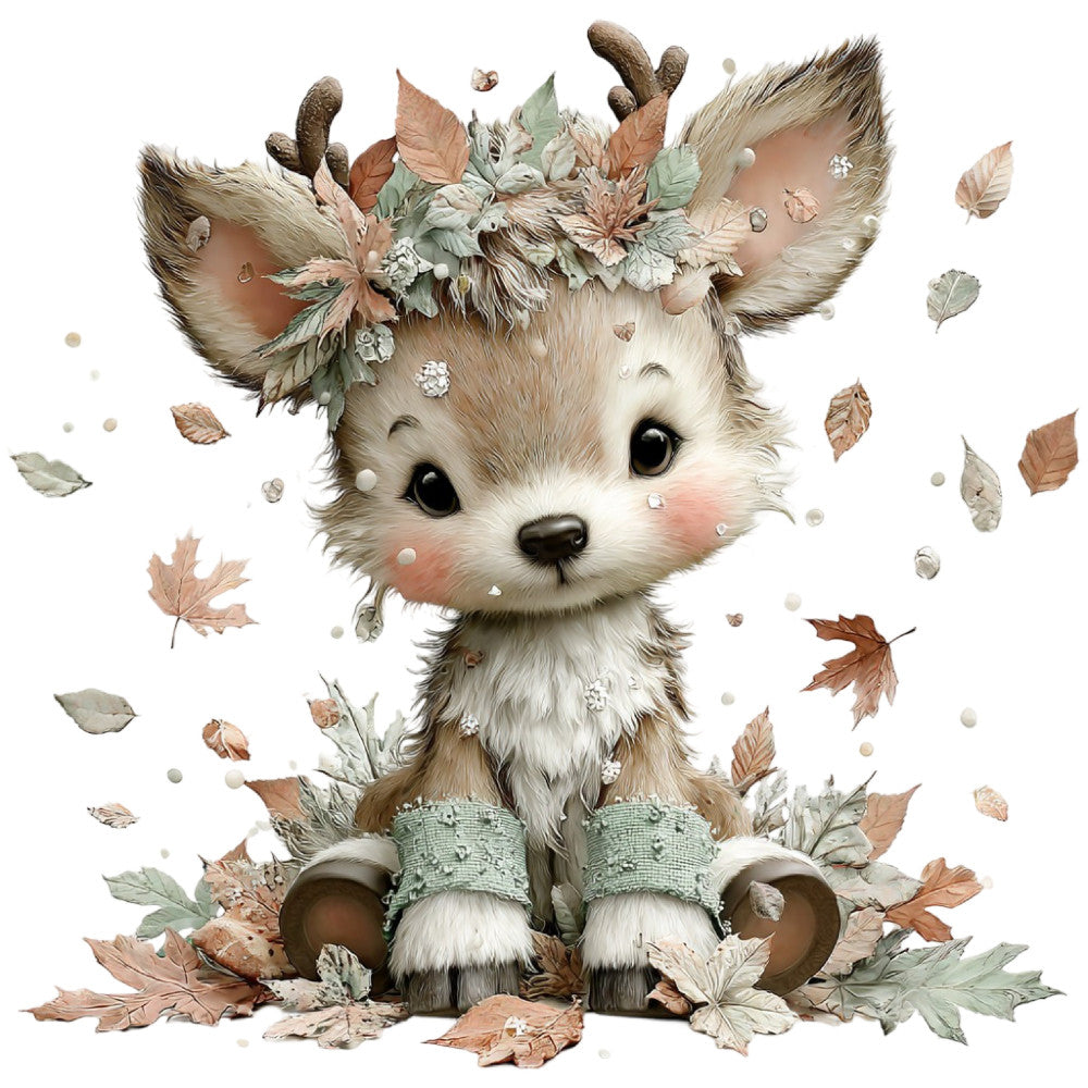 Whimsical Fall Autumn Reindeer Fabric Panel 9